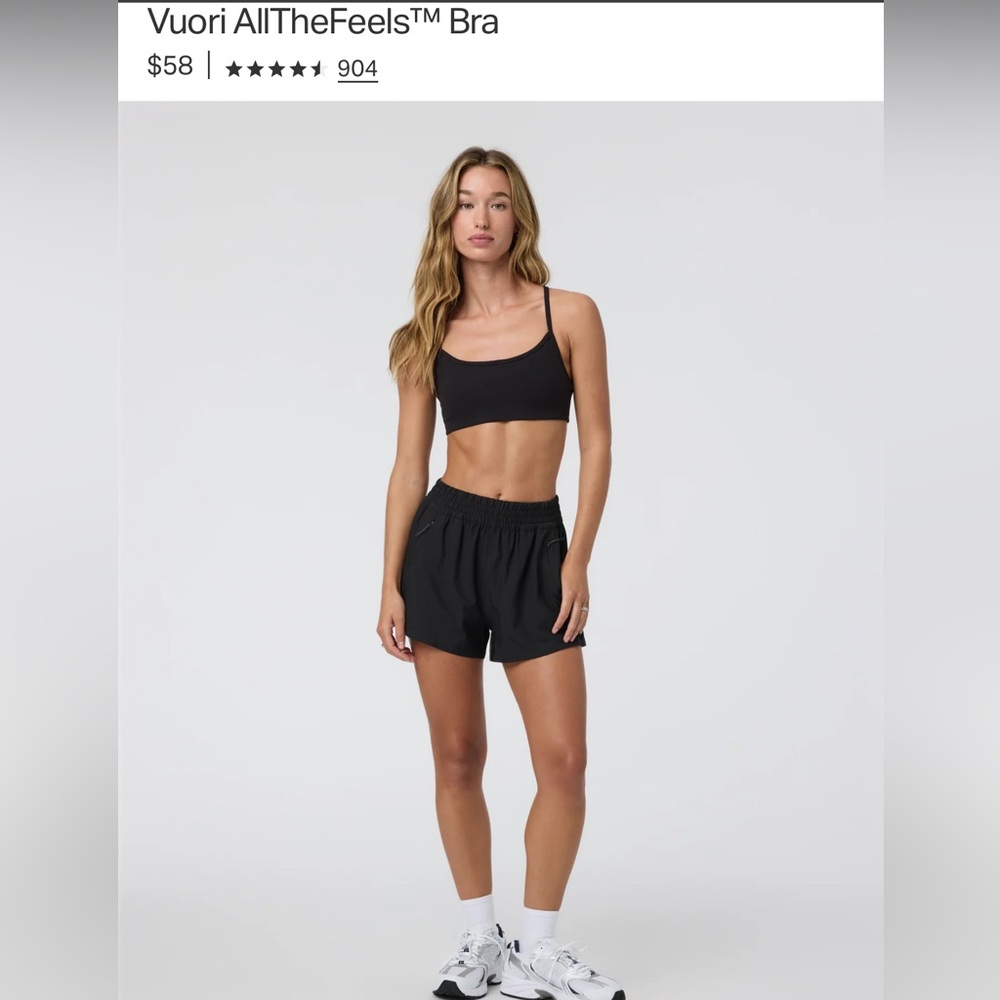 Vuori AllTheFeels Black Women's Sports Bra (Size XS, like-new condition)